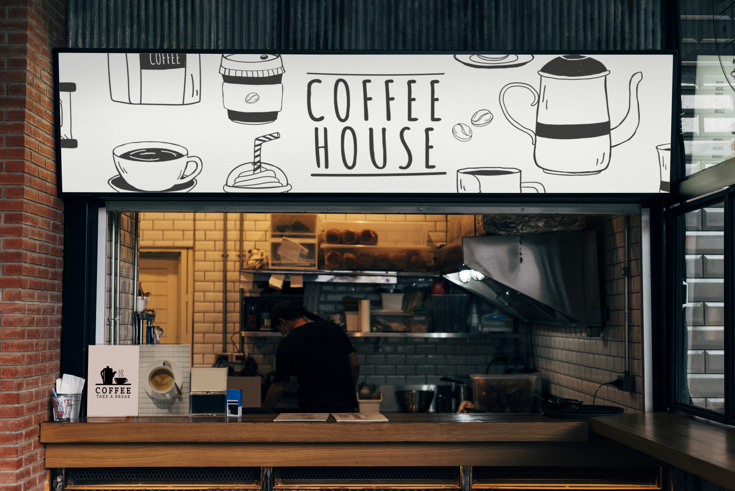 Mockup of a coffee house shop